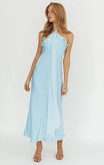 LUMIÈRE HALTER MAXI DRESS BABY BLUE