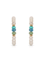 Beach Day Pearl and Gemstone Hoop Earrings