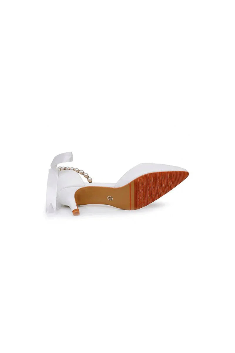 Pointed Toe Kitten Heels Ankle Strap Wedding Shoes