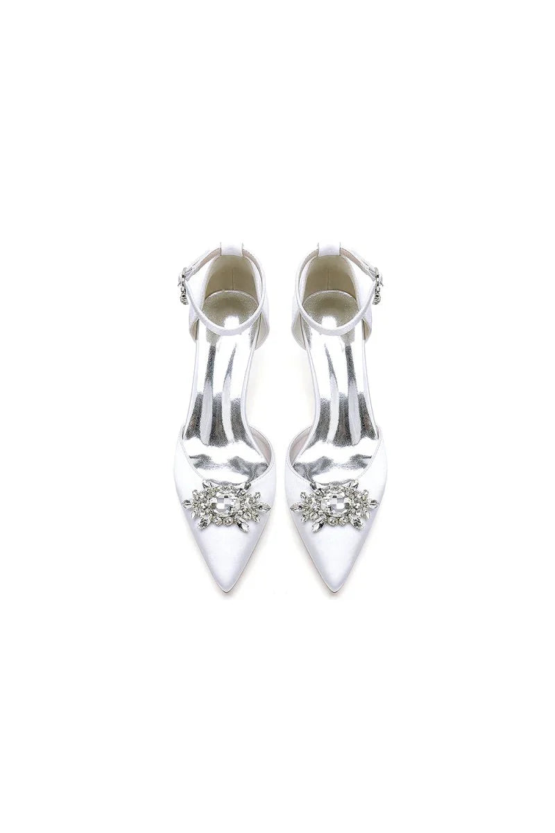 Pointed Toe Rhinestone Kitten Heels