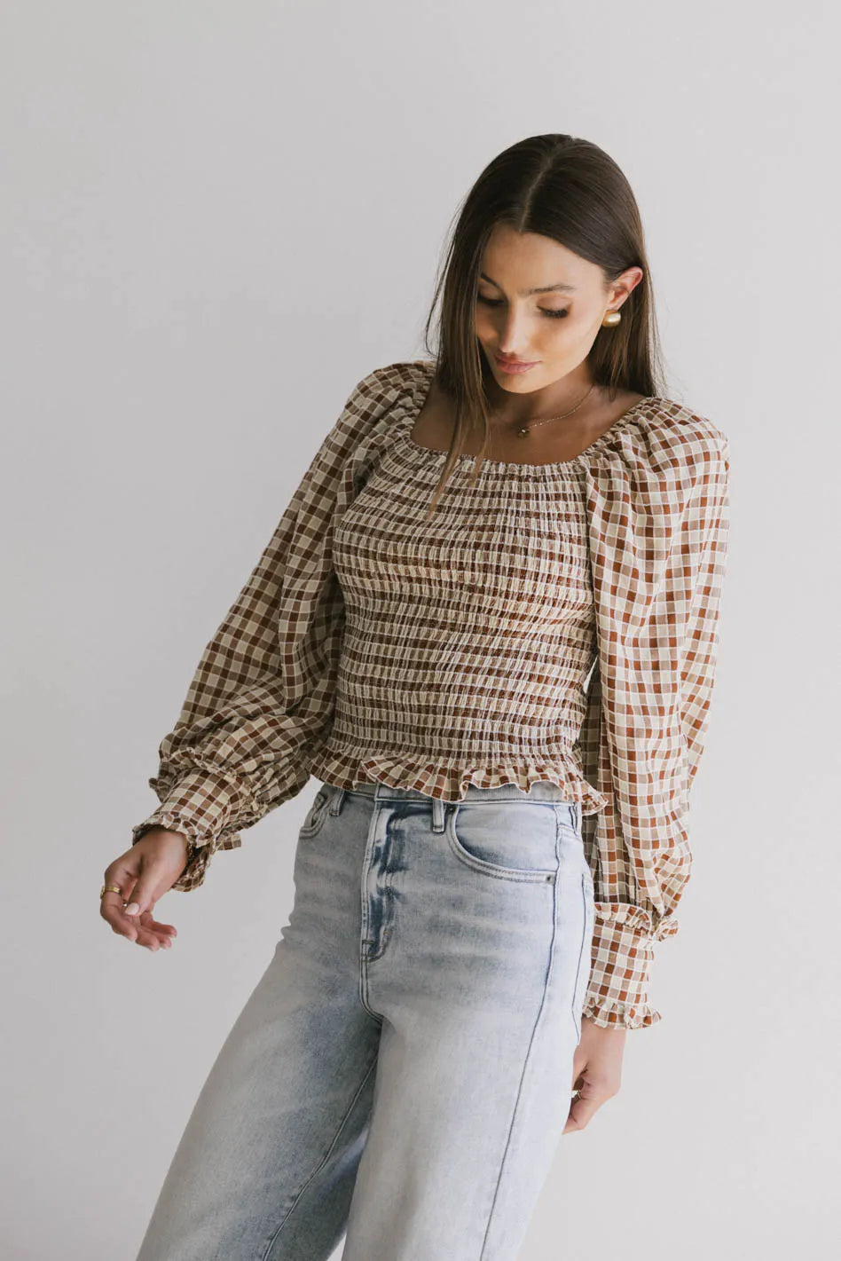 Brinklee Smocked Blouse in Rust FINAL SALE