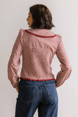 Brenna Gingham Blouse in Burgundy FINAL SALE