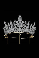 Silver Cubic Zirconia Tall Queen Round Tiara