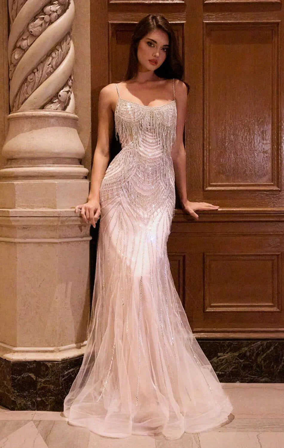Cairo Gown Fringe Embellished Mermaid Gown