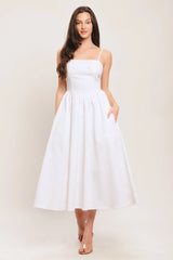CLOUD PETAL WHITE DENIM MIDI DRESS FINAL SALE