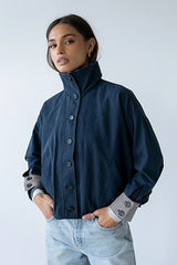 Colette Oversized Trench Jacket in Navy