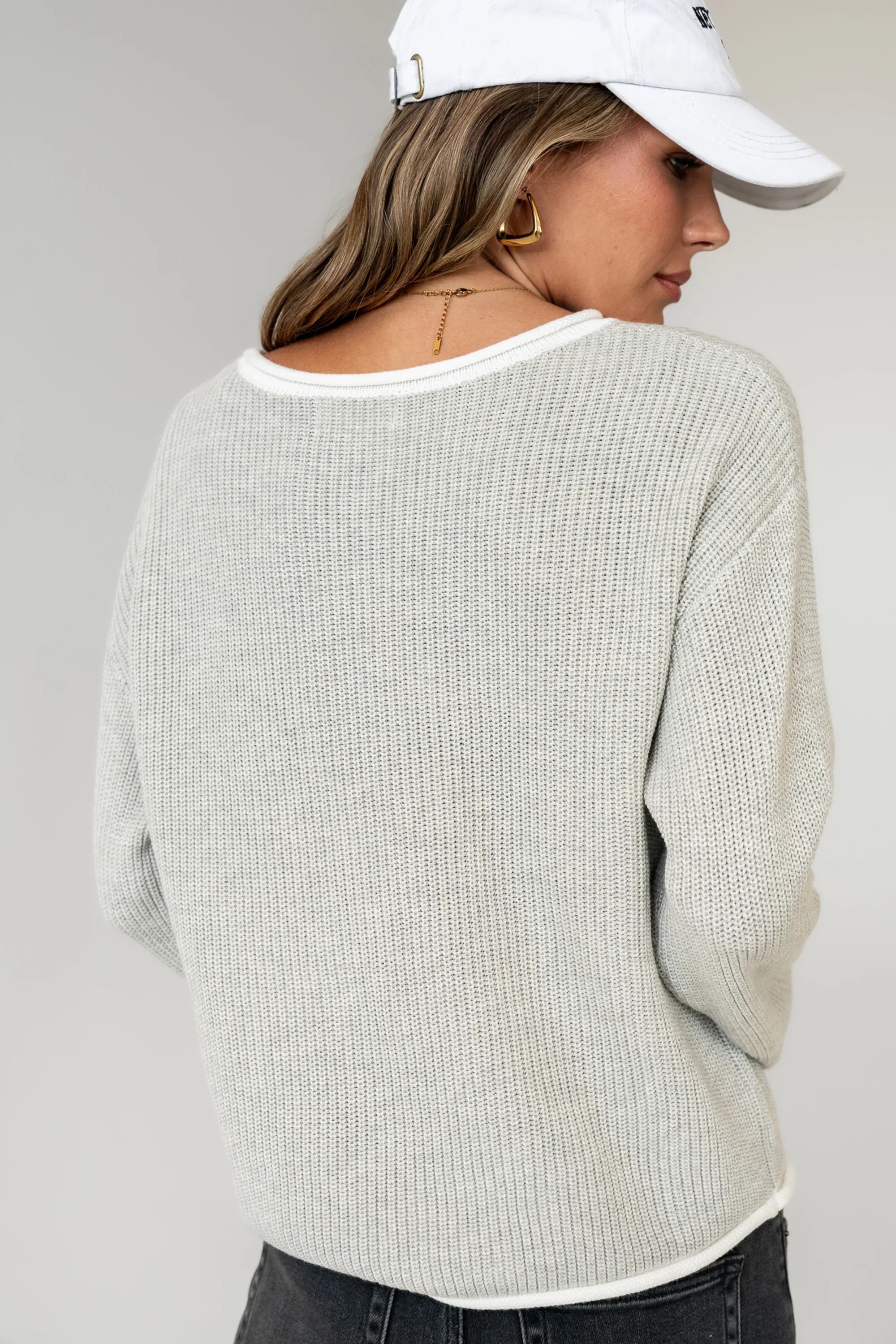 Mandy Contrast Sweater in Grey FINAL SALE