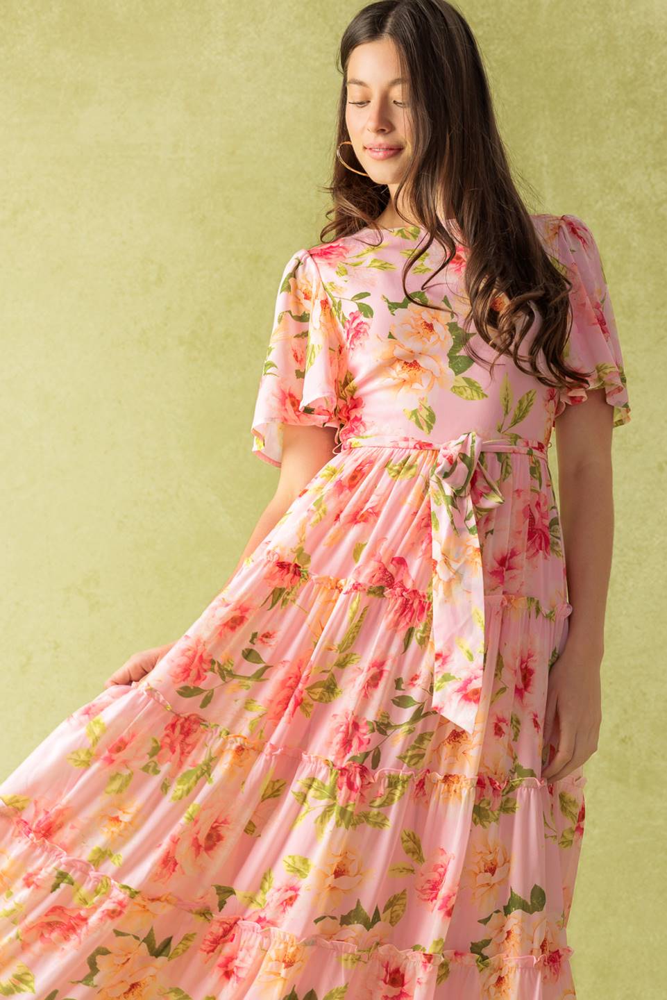 CARRIAGE RIDE ROMANCE PINK FLORAL MAXI DRESS
