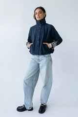 Colette Oversized Trench Jacket in Navy