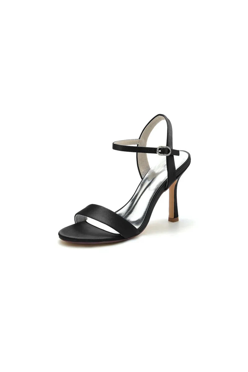 Open Toe Ankle Strap Satin Party Shoes