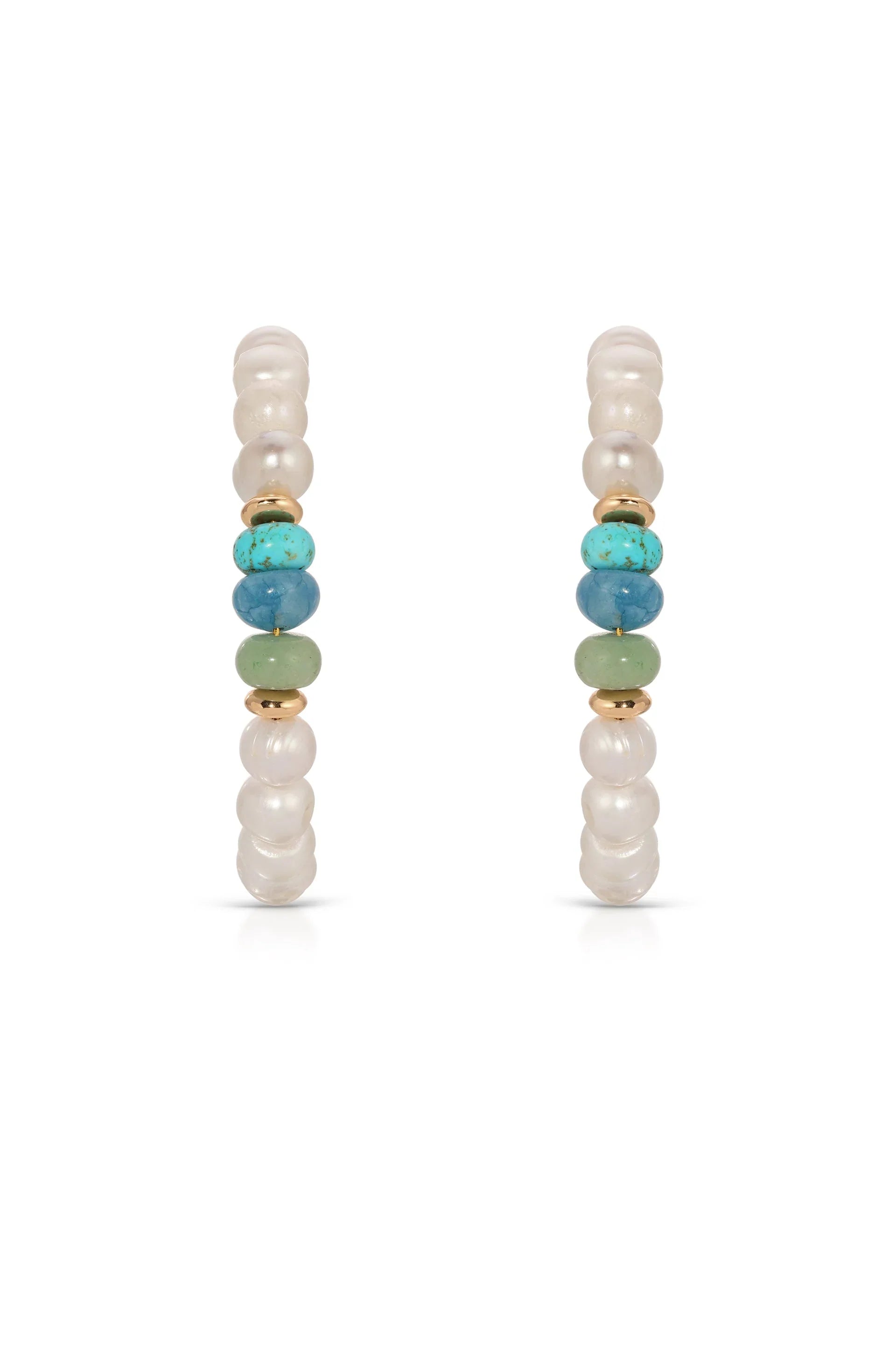 Beach Day Pearl and Gemstone Hoop Earrings