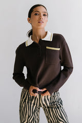 Justine Collared Sweater in Brown