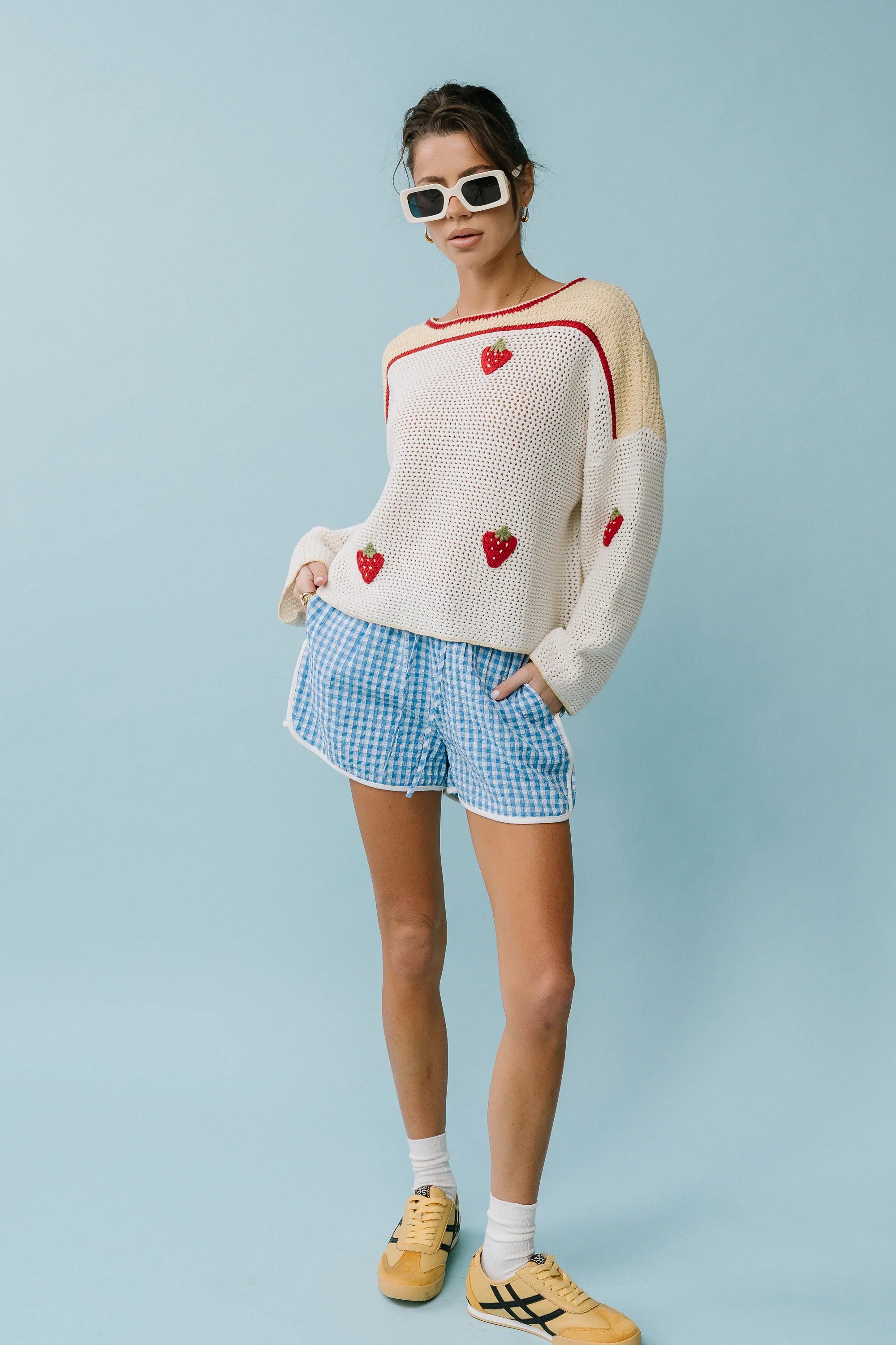 Maia Gingham Shorts in Blue
