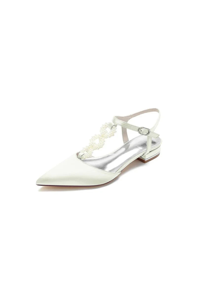 Pearl Strap Pointed Toe Flats