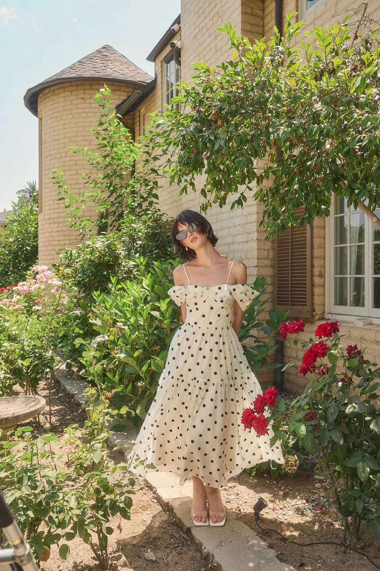 Catarina Off Shoulder Dress Cream Black