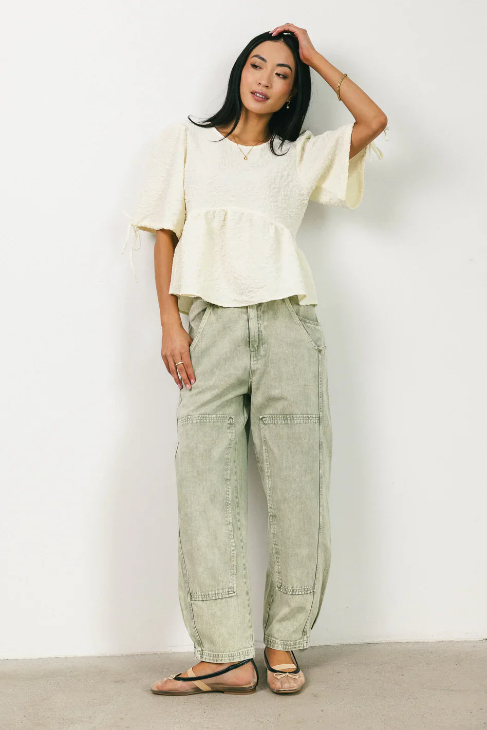 Angela Barrel Jeans in Olive FINAL SALE