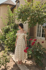 Catarina Off Shoulder Dress Cream Black