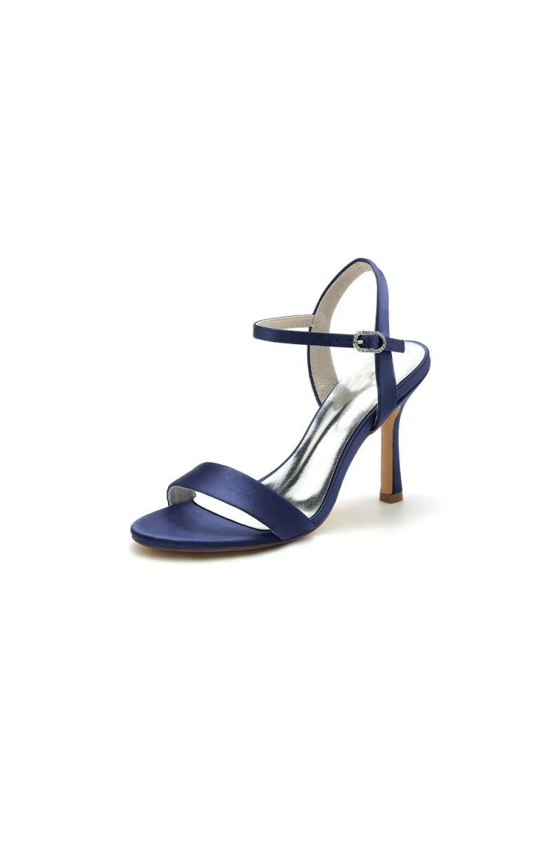 Open Toe Ankle Strap Satin Party Shoes