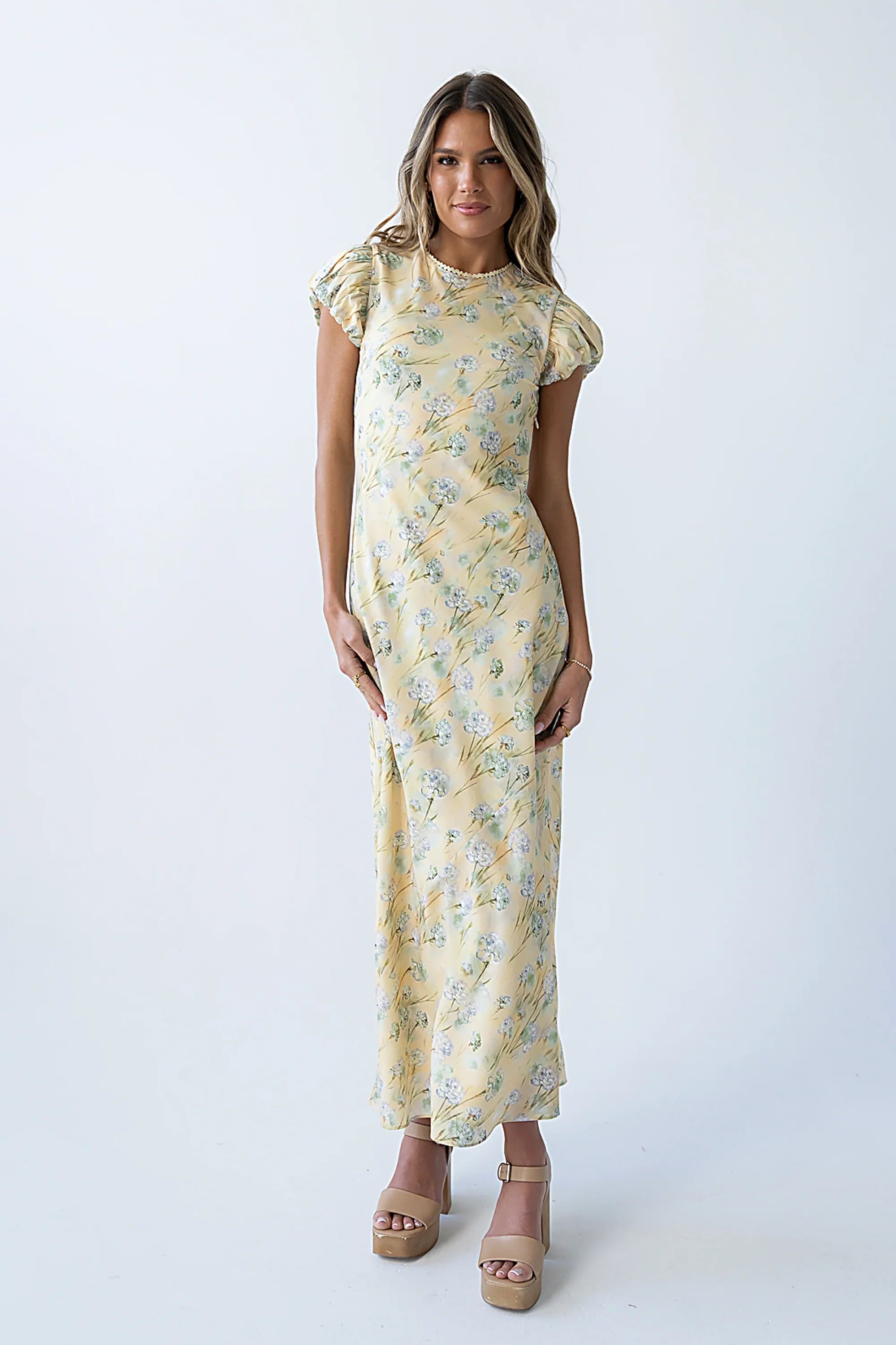 Ellianna Floral Maxi Dress in Butter Yellow