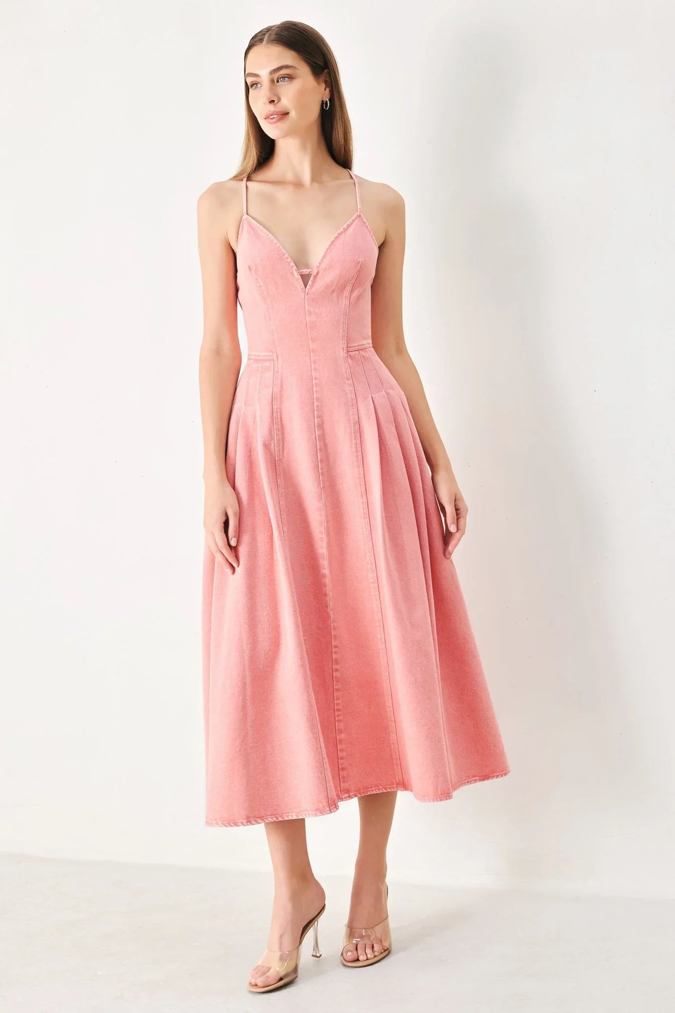 PINK HAZE TWILL MIDI DRESS