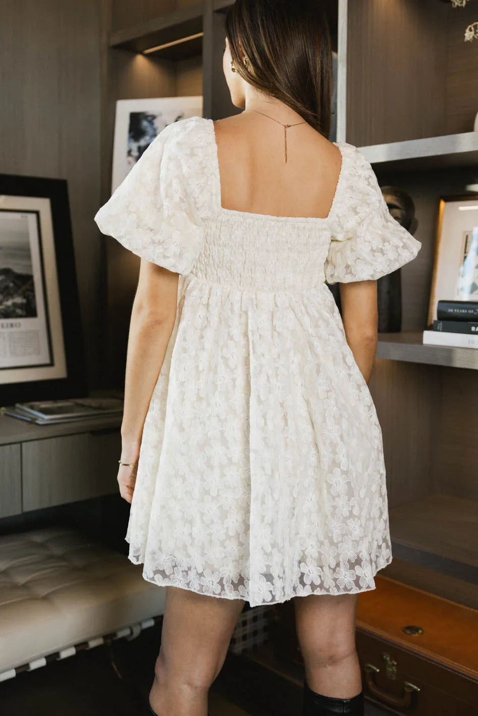 Elodie Floral Babydoll Dress in Cream FINAL SALE