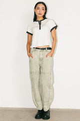 Angela Barrel Jeans in Olive FINAL SALE